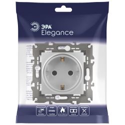 14-2102-03 ЭРА Розетка 2P+E Schuko со шторками, 16A-250В, IP20, Эра Elegance, алюминий