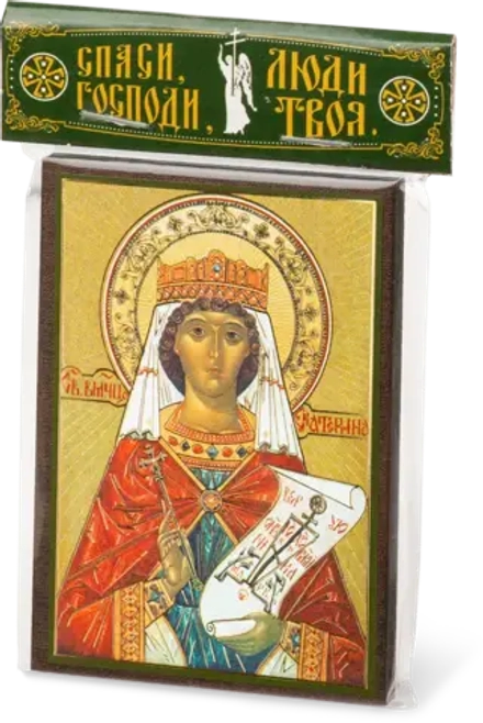 Икона "Екатерина Александрийская" 6х9 на МДФ-6