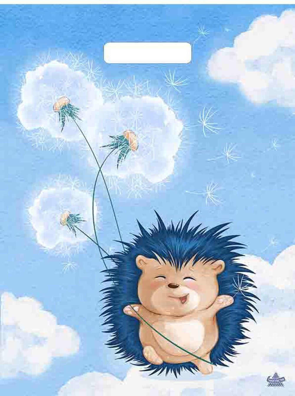 Пакет 40*31см (60мк) с вырубной укрепл. ручкой "Ежик с одуванчиком" Глянец ПВД