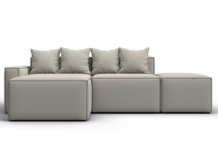 Диван угловой модульный Лига-063 угол левый, Амур 02 бежевый, Рогожка, 129783L