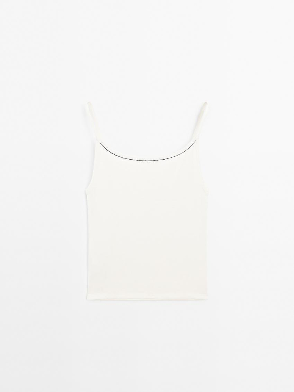 Massimo Dutti Трикотажный топ, натуральный, кремовый