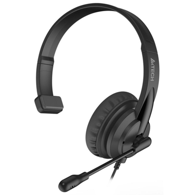 Гарнитура A4Tech HU-11 черный 2м накладные USB