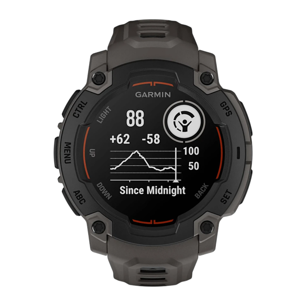 Спортивные часы Garmin Instinct E, 40 мм, силиконовый ремешок угольного цвета Чёрный безель. Ремешок с классической застёжкой — на запястье обхватом 107–179 мм