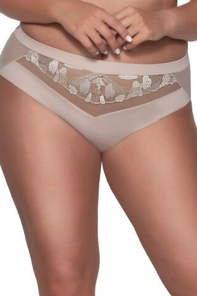 Трусики-бразилиана Masumi с красивой вышивкой (Размер: M) (Цвет: телесный)