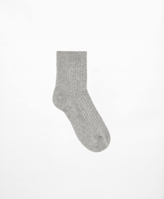 OYSHO Короткие носки из смесового хлопка в рубчик, серый меланж