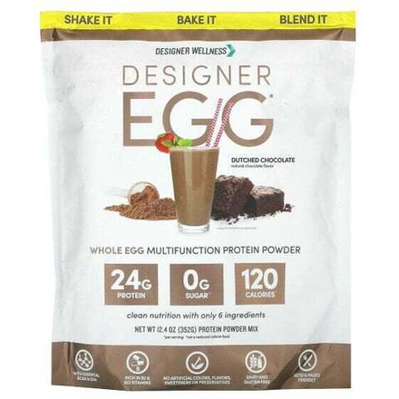 Животный белок Designer Wellness, Totally Egg, натуральный яичный белок с желтком, голландский шоколад, 12,4 унции (352 г)