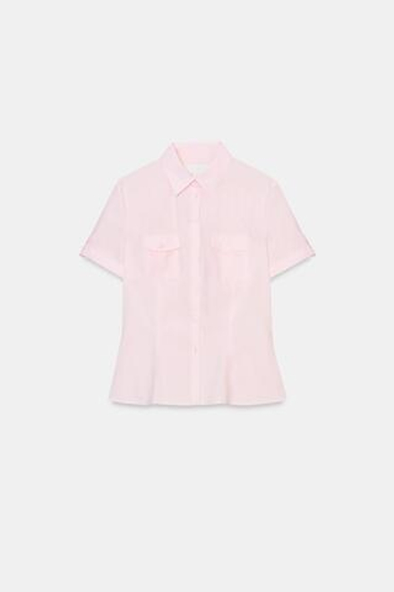 ZARA ПРИТАЛЕННАЯ РУБАШКА ИЗ ПОПЛИНА, РОЗОВЫЙ