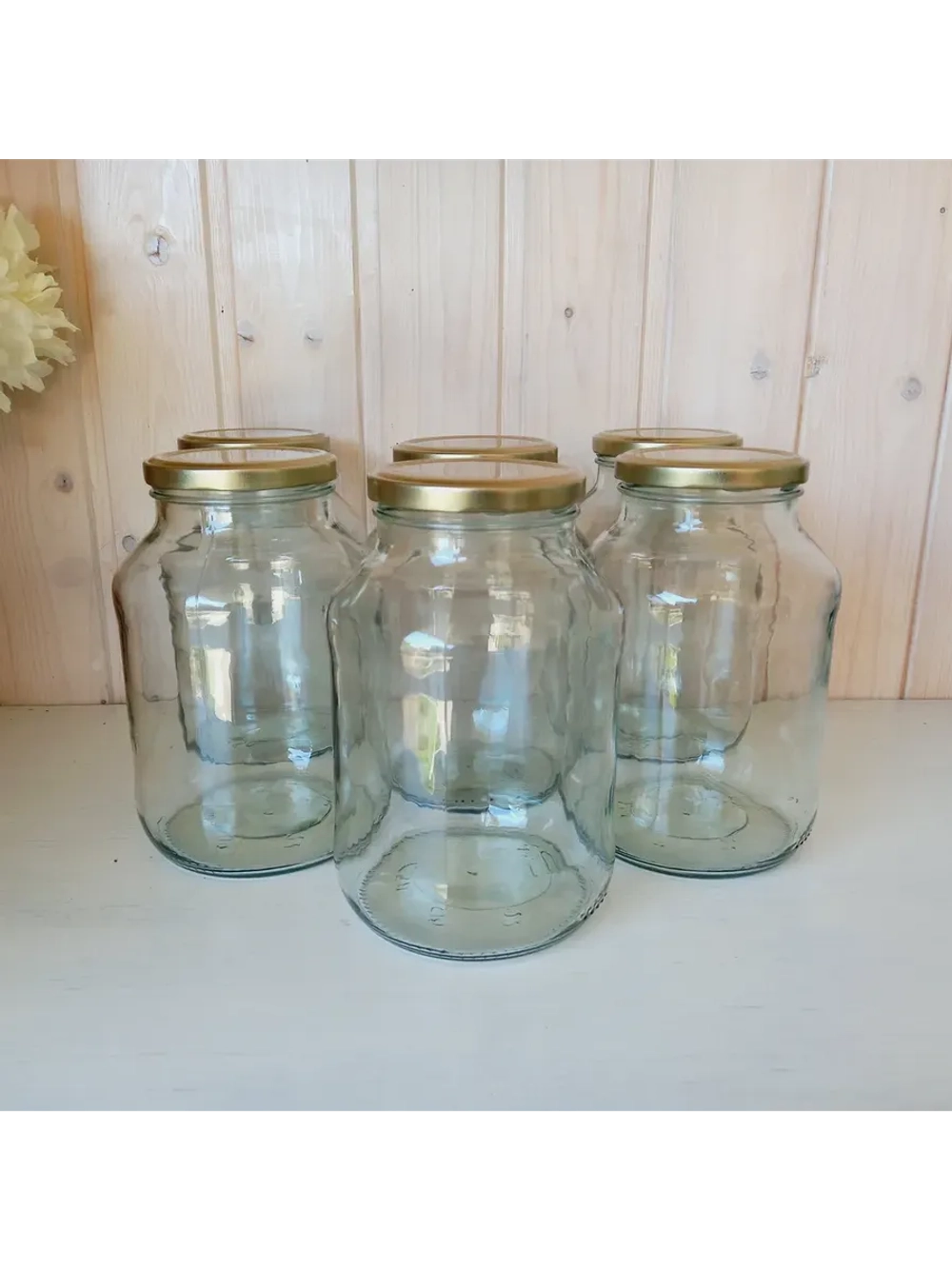 Банка стеклянная 1,5 литра , 6 штук, 82мм золото