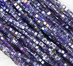 БВ031ДС3 Хрустальные бусины квадратные, цвет: фиолетовый AB прозрачный, 3 мм, кол-во: 63-65 шт.