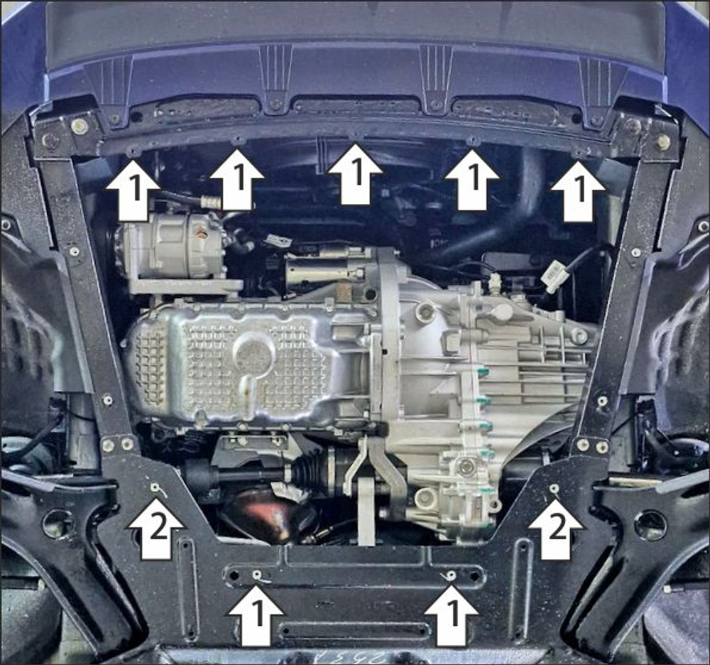 Защита картера двигателя, КПП. 2 мм, Сталь. для Lada Vesta 2015-2022, Motodor.72106