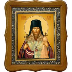 Петр Зверев, архиепископ Воронежский, священномученик. Икона на холсте.