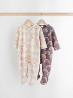 Комбинезон / Cлип флисовый для малышей Next N77-707, 2 шт., Кремовый, Серый