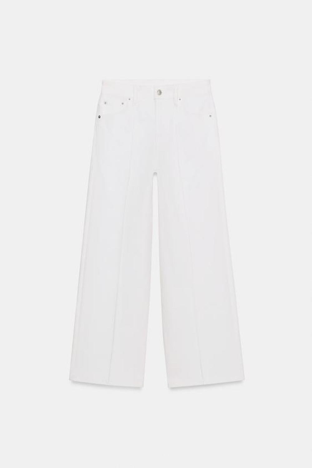 ZARA ДЖИНСЫ WIDE LEG С ВЫСОКОЙ ПОСАДКОЙ — ZW COLLECTION, ЖЕЛТОВАТО-БЕЛЫЙ