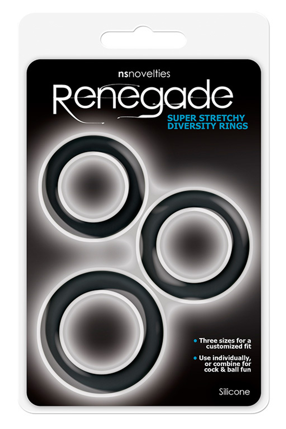 Набор из 3 чёрных эрекционных колец Renegade Diversity Rings Black (Цвет: черный)