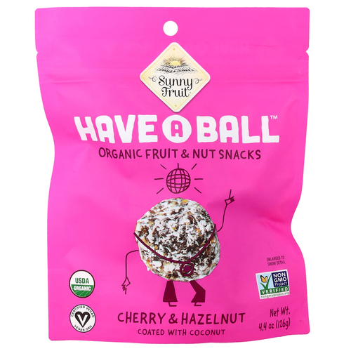 Sunny Fruit, Есть A Ball™, органические снеки с фруктами и орехами, вишня и фундук, 126 г (4,4 унции)