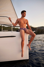 Мужские плавки с геометрическим принтом Dorenase (Размер: XXL) (Цвет: сливовый)