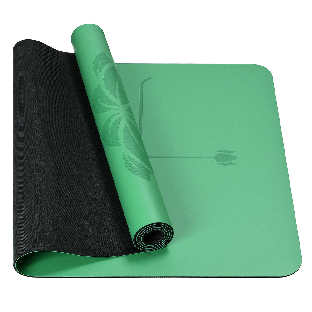 Каучуковый коврик для йоги Lotus Green 185*68*0,5 см нескользящий