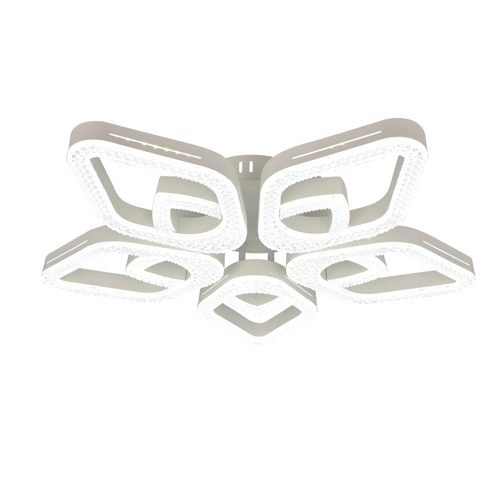 Потолочный светодиодный светильник 84Вт, 6201лм, 3000-6000K, Ra>80, плавная регулировка мощности, изменение цветовой температуры, пульт, металл/акрил, белый