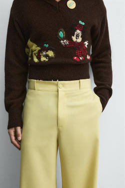 ZARA HARRY LAMBERT X DISNEY БРЮКИ СВОБОДНОГО КРОЯ, ЖЕЛТЫЙ