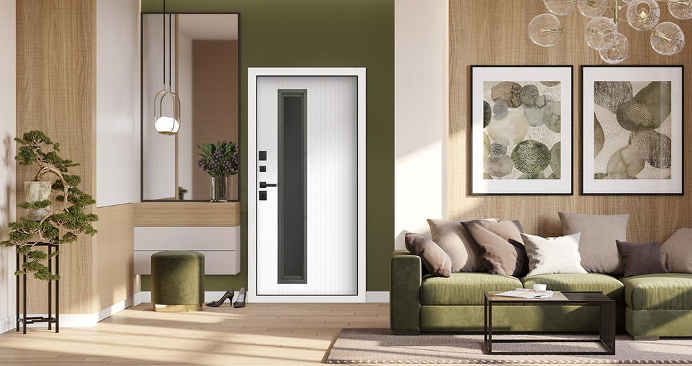 Стальная дверь "Барс" с окном (терморазрыв 3к). Заказная модель.