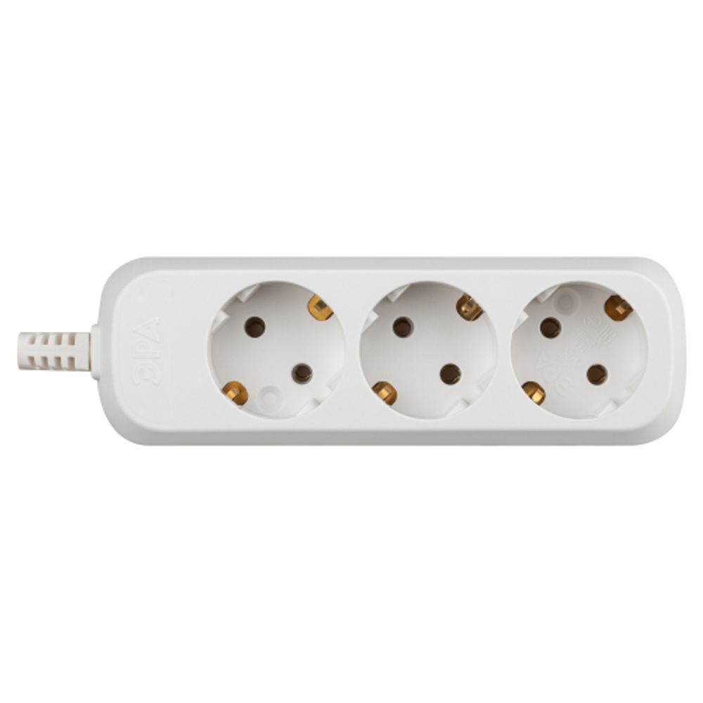 Колодка ЭРА KX-3e 3 розетки с зазeмлением белая