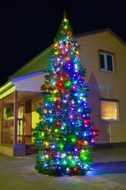 Комплект освещения Цветной каскад для елей высотой 6 м., 720 разноцветных LED., 72 м., шаг 35 см., Green Trees (Kaskad6)
