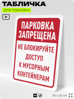 Табличка для парковки "Парковка запрещена, не блокируйте доступ к контейнерам", для дома, офиса, организаций, 40х30 см, Silver Plane x Айдентика Технолоджи
