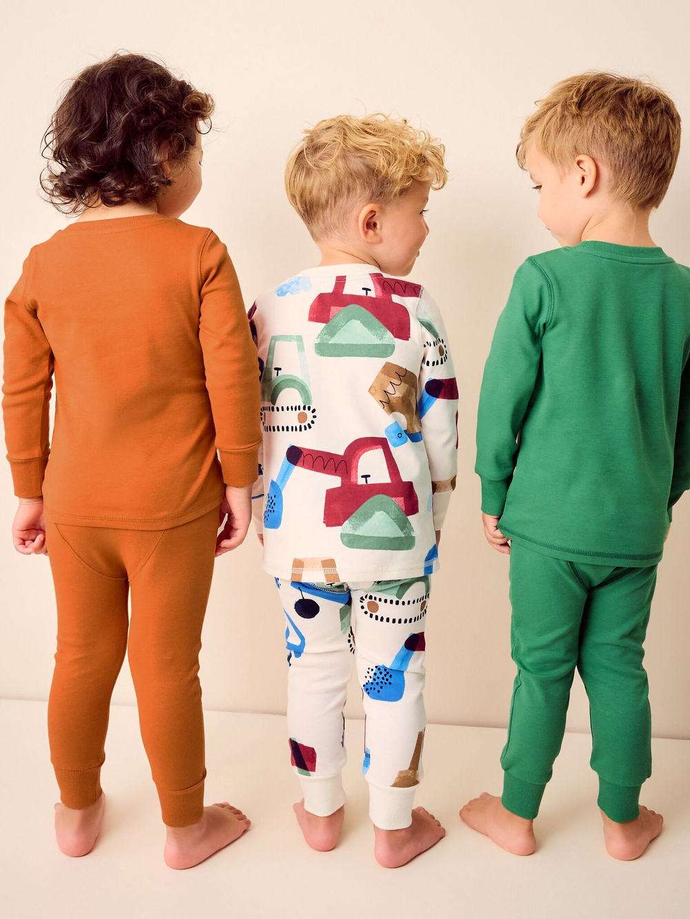 Пижама для мальчика Next K98-563, 3 шт., Оранжевый, Молочный, Зеленый