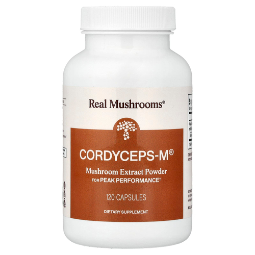 Real Mushrooms, Cordycep-M®, экстракт грибов в порошке, 120 капсул