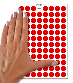 Красные виниловые наклейки для упаковки и маркировки Policomprint M3, 14 мм. 192 шт.