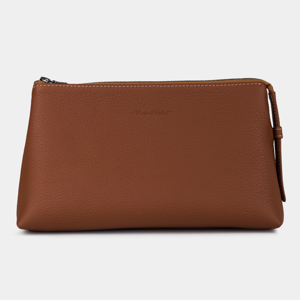 Косметичка Comete из кожи теленка, цвета карамель