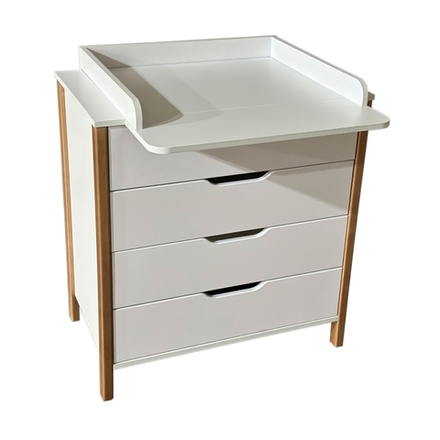 Комод со съемной пеленальной столешницей "Solnyshko 12" 800/4 (белый/бук)