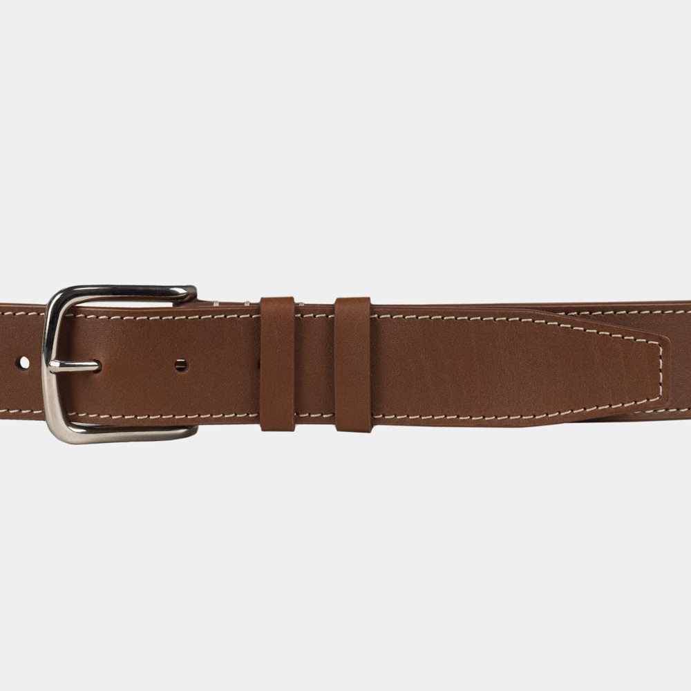 Женский ремень 35мм из кожи теленка, коричневого цвета