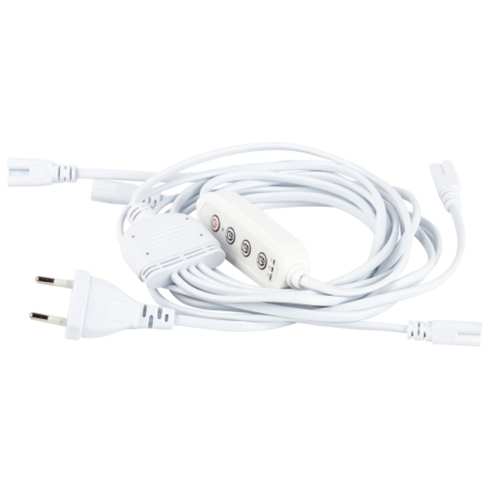 Разветвитель сетевой для линейных светильников ЭРА Разветвитель 4х IEC C7 3pin 2m+timer на 4 точки с таймером 4, 8, 12H | Аксессуары для фито светильников