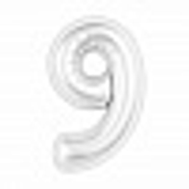 Agura Шар-цифра, фольга, Белый блеск Slim "Цифра 9", 102 см (БГ-60)