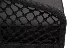 "Канны" кресло плетеное из роупа (узелки), каркас алюминий темно-серый (RAL7024) муар, роуп темно-серый круглый, ткань темно-серая 027