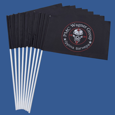 Флажок Группа Вагнера "PMC Wagner Group" на палочке 15х23 см