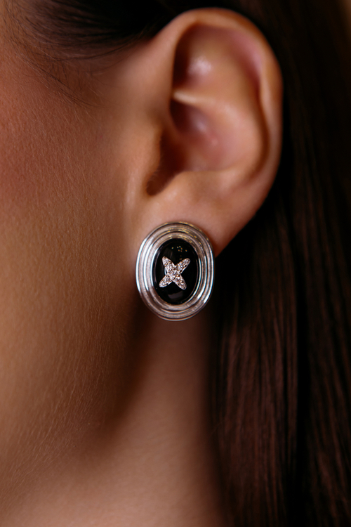 Серьги "Пуговицы" с чёрным ониксом