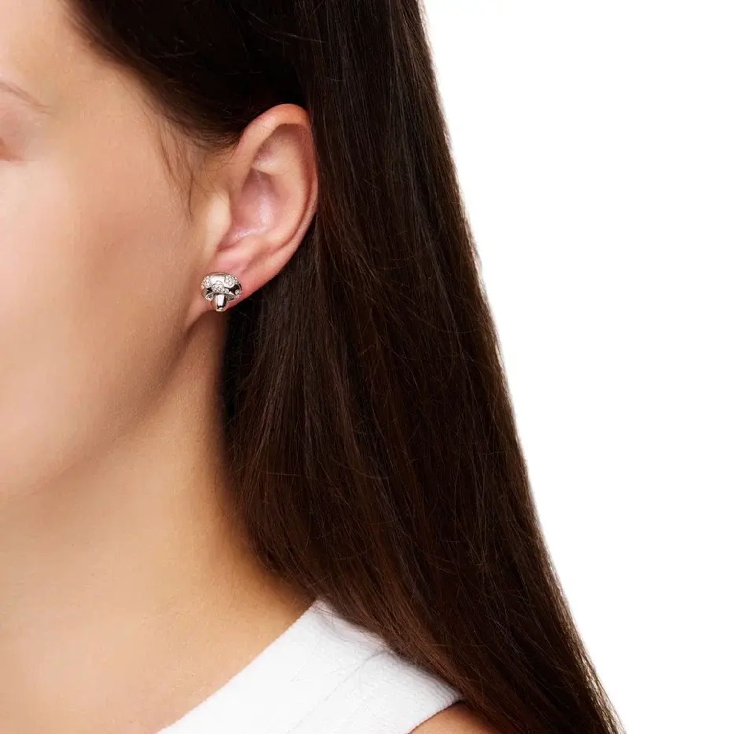 Серьги Silver Crystal Mushroom Earrings