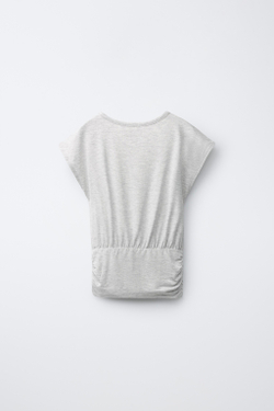 ZARA СТРУЯЩАЯСЯ ФУТБОЛКА С ПОЯСОМ, СЕРЫЙ МЕЛАНЖ