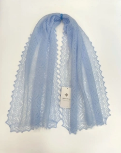 Оренбургский пуховый палантин А12040-04 голубой