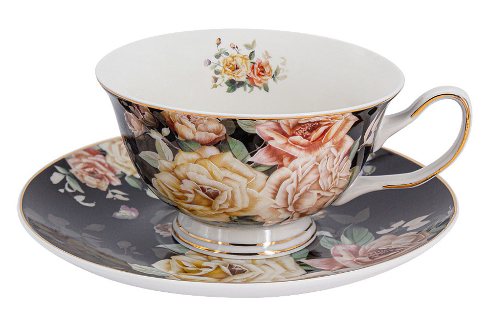 Чайная пара 200мл Anna Lafarg Primavera Розамунда черная