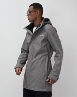 Парка спортивная мужская с капюшоном softshell серого цвета 9565Sr