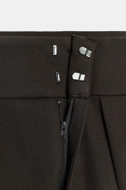 ZARA БРЮКИ-БАЛЛОНЫ СО СКЛАДКАМИ, ТЕМНО-БАКЛАЖАНОВЫЙ