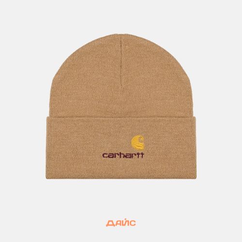 Шапка Carhartt WIP American Script Beanie  артикул:I034235_peanut - купить в магазине Дайс