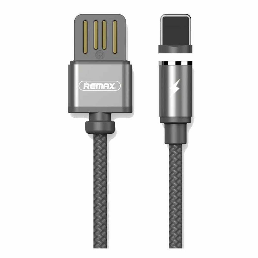 Кабель USB - Lightning (для iPhone) Remax RC-095i (магнитный, оплетка ткань) Черный