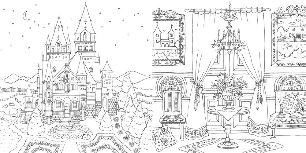 Romantic Country: A Fantasy. Coloring Book