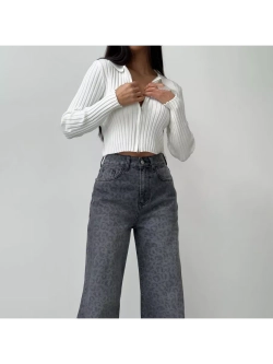 Джинсы леопардовые