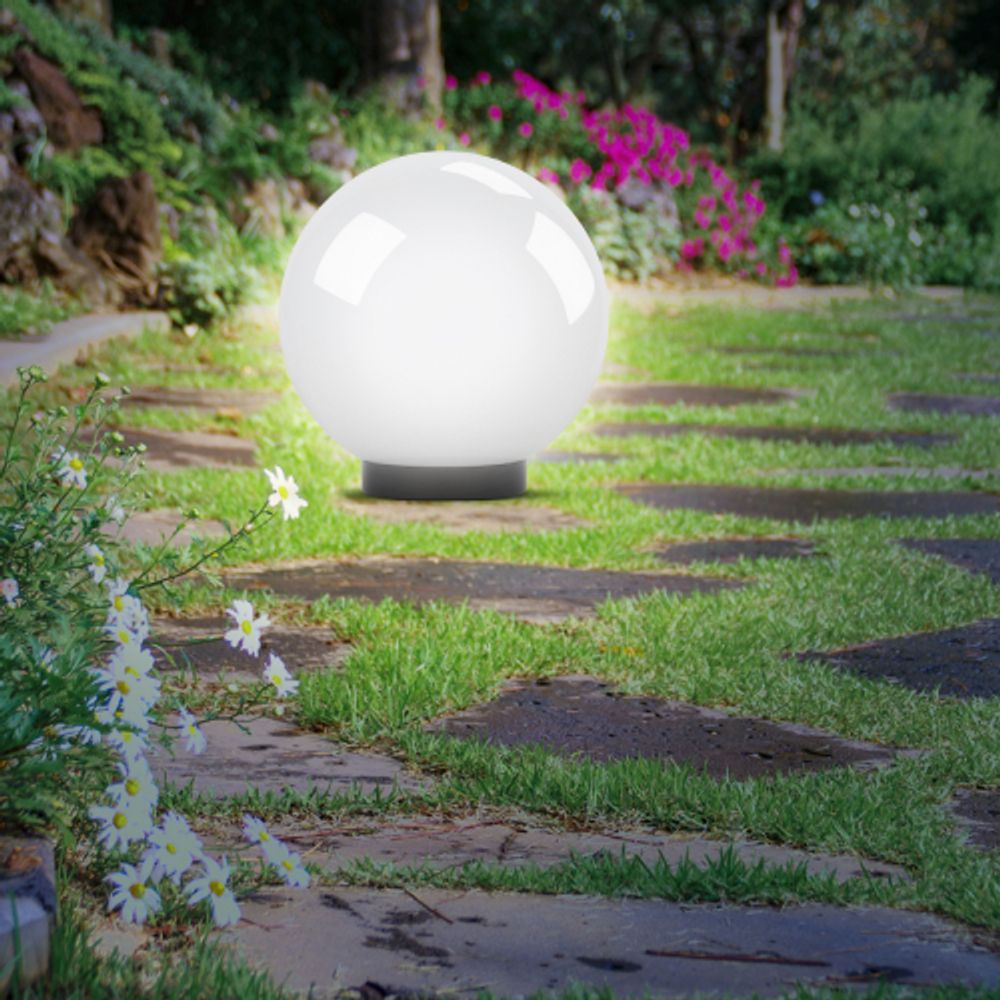 Садово-парковый светильник ЭРА НТУ 01-100-301 шар опаловый на опору / кронштейн IP44 Е27 max100Вт d300mm | Садово-парковые светильники