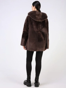 Дубленка зимняя двухсторонняя шуба с капюшоном